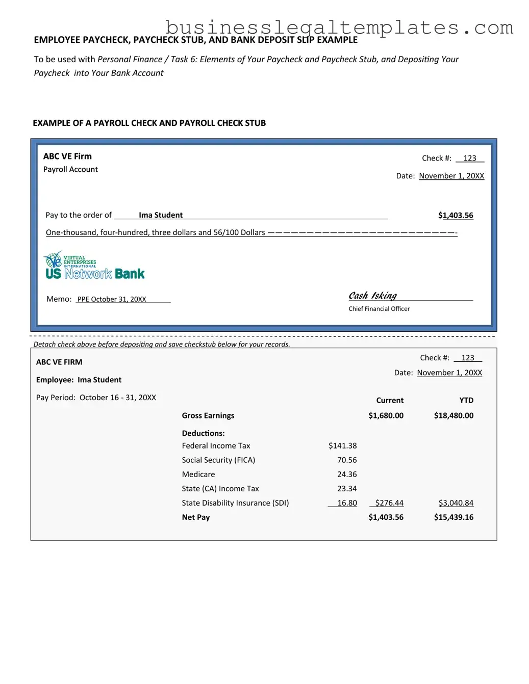Printable Payroll Check Form