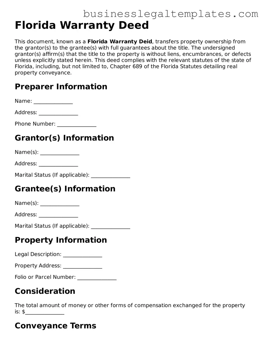 Blank Florida Deed Document