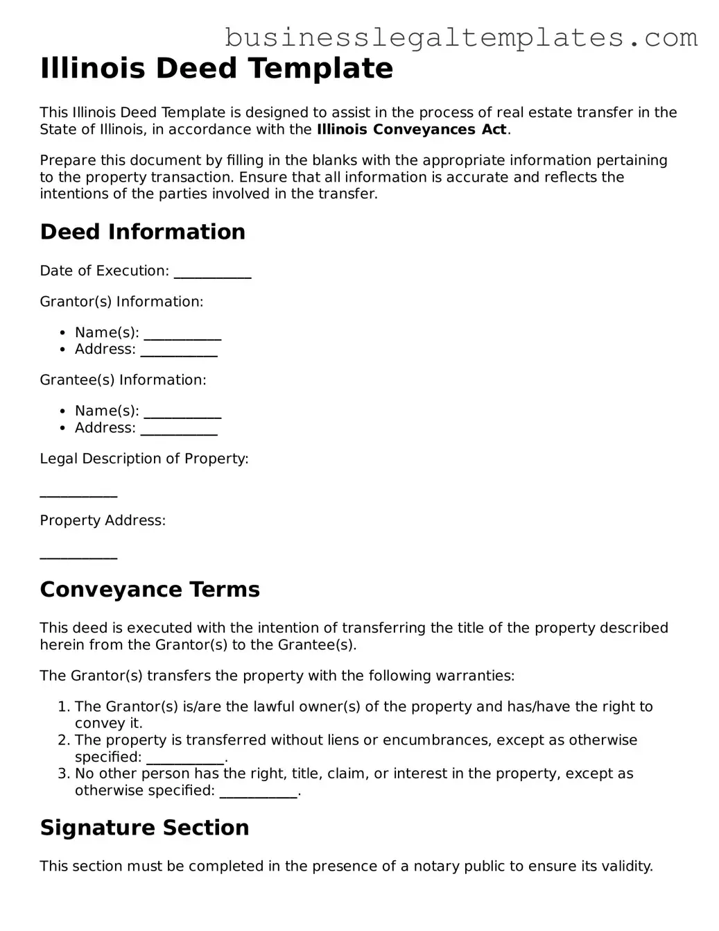 Blank Illinois Deed Document