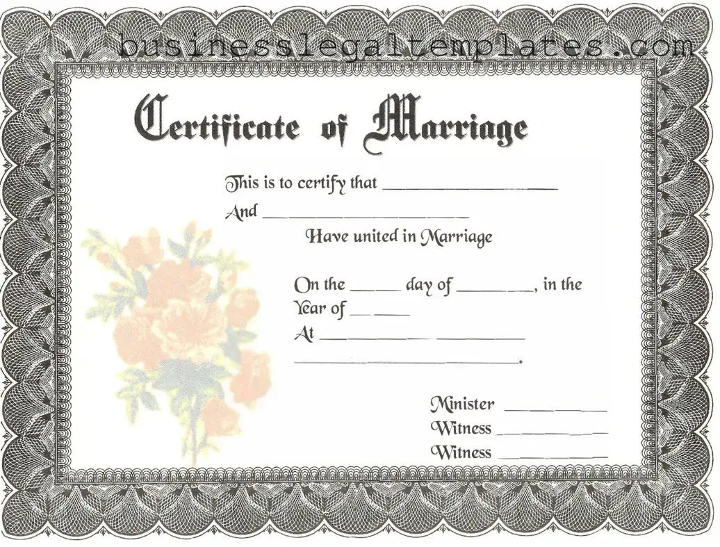 Printable Marriage Certificate Form