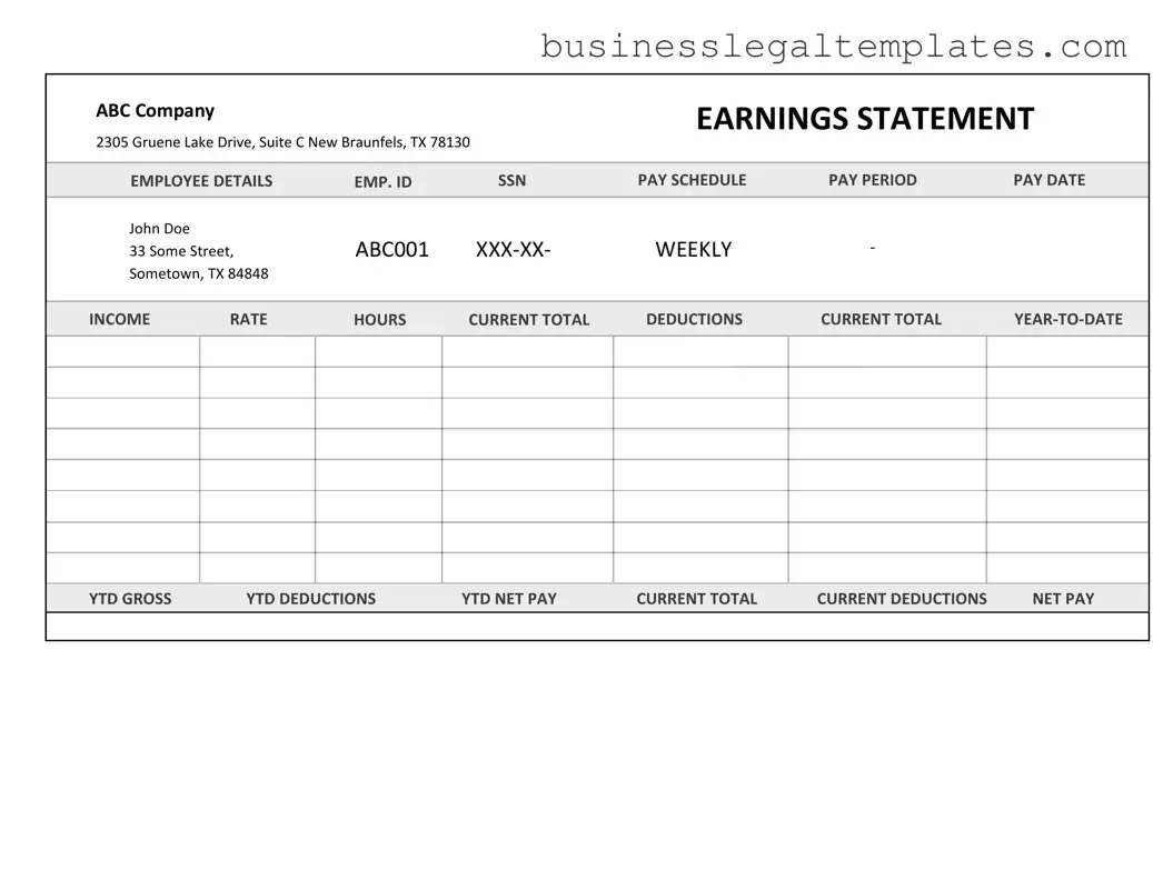 Printable Independent Contractor Pay Stub Form
