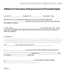 Printable Affidavit Parental Rights Form