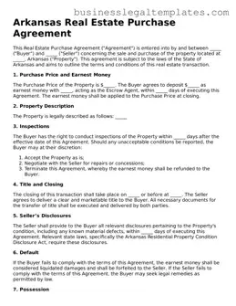 Blank Arkansas Real Estate Purchase Agreement Document