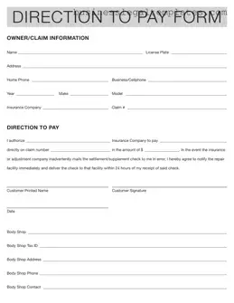 Printable Authorization And Direction Pay Form