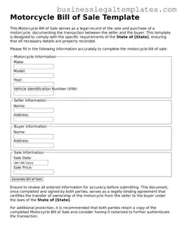 Fillable Motorcycle Bill of Sale Form