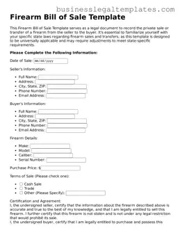 Fillable Firearm Bill of Sale Form