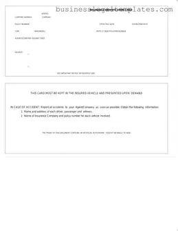 Printable Auto Insurance Card Form