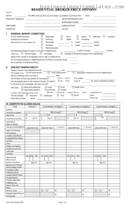 Printable Broker Price Opinion Form