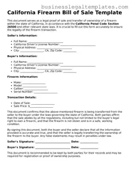 Blank California Firearm Bill of Sale Document