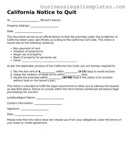 Blank California Notice to Quit Document