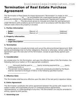 Fillable Termination of Real Estate Purchase Agreement Form