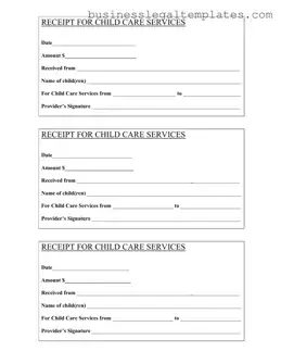 Printable Childcare Receipt Form