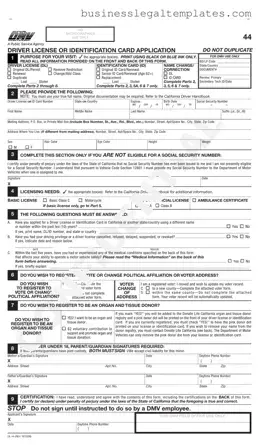 Printable Ca Dmv Dl 44 Form