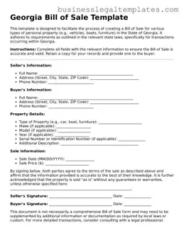 Blank Georgia Bill of Sale Document
