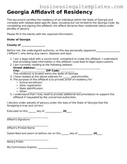 Blank Georgia Affidavit of Residency Document