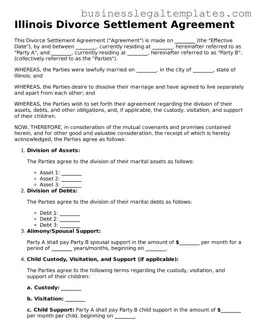 Blank Illinois Divorce Settlement Agreement Document