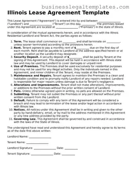 Blank Illinois Lease Agreement Document