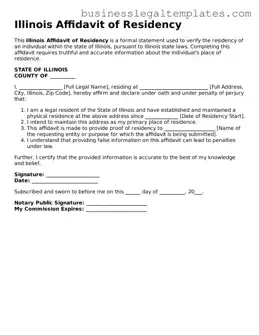 Blank Illinois Affidavit of Residency Document