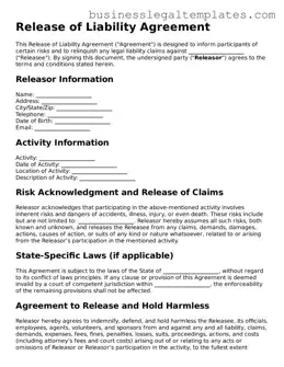 Fillable Release of Liability Form