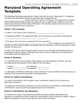 Blank Maryland Operating Agreement Document