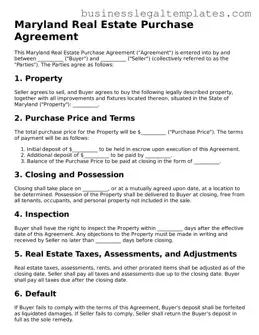 Blank Maryland Real Estate Purchase Agreement Document