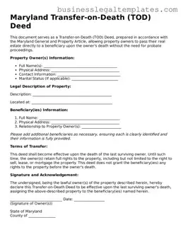 Blank Maryland Transfer-on-Death Deed Document