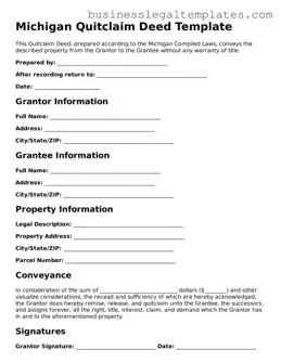 Blank Michigan Quitclaim Deed Document