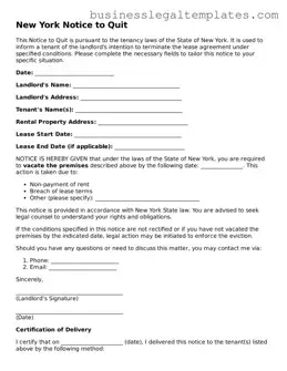 Blank New York Notice to Quit Document