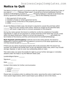 Fillable Notice to Quit Form