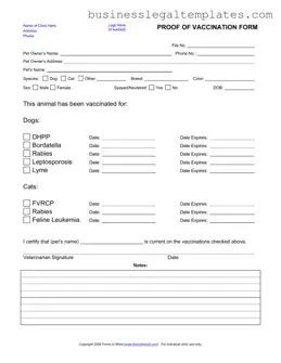 Printable Proof Of Vaccination Dog Form