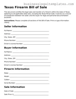 Blank Texas Firearm Bill of Sale Document