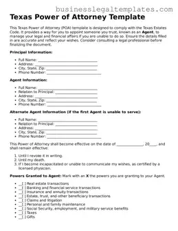 Blank Texas Power of Attorney Document