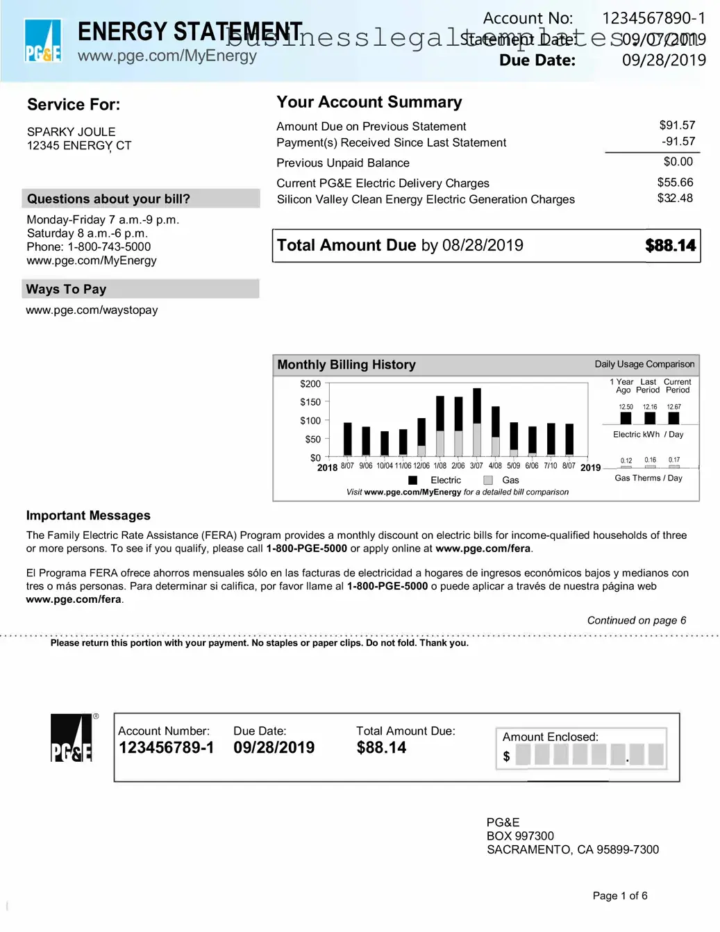 Printable Utility Bill Form